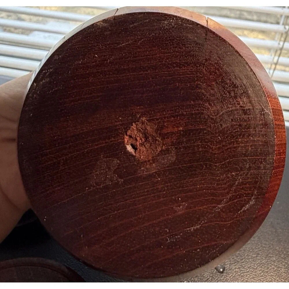 Vintage Wood Coaster Set of 5 Lidded Barrel Holder Rustic Cabin Barware Decor